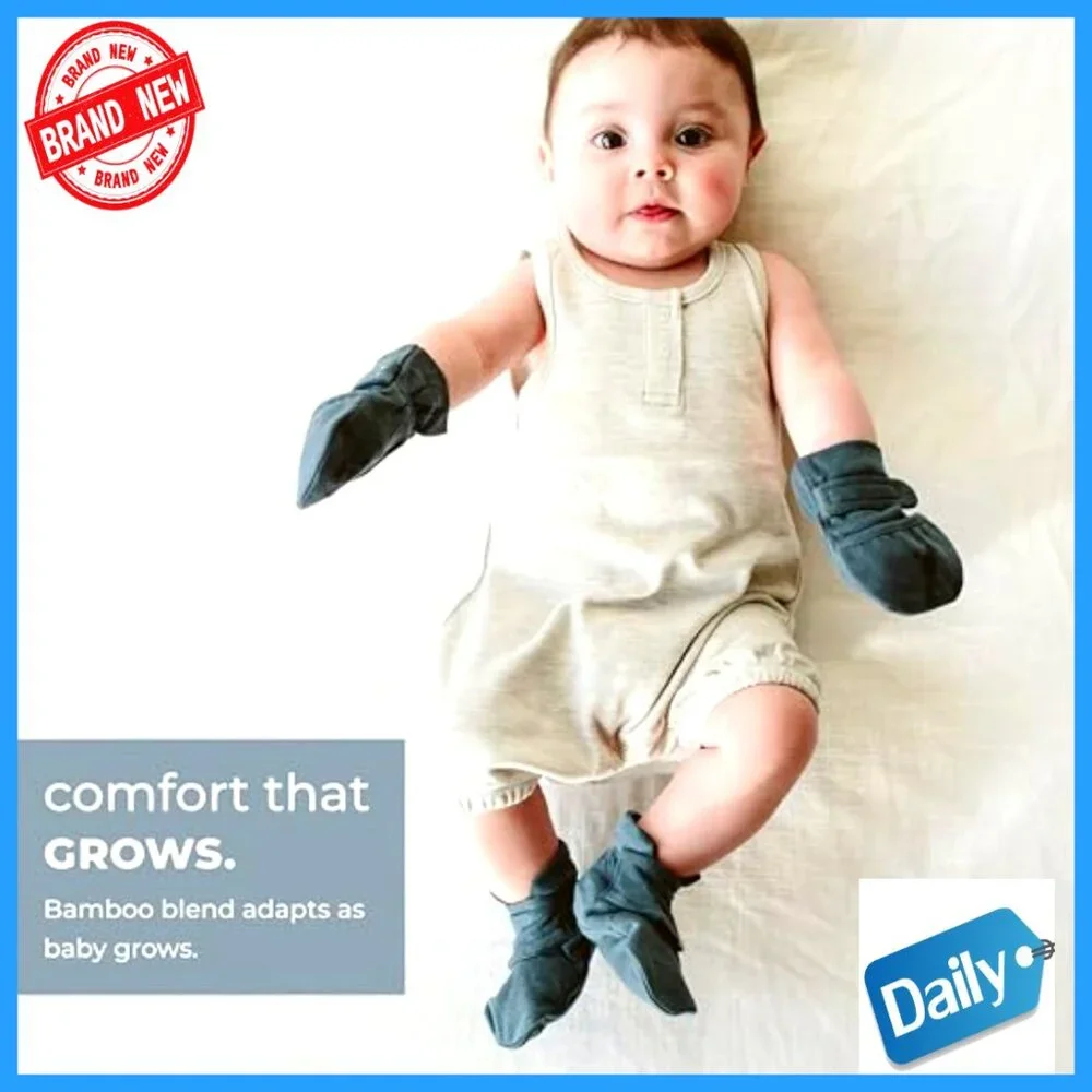 Stay-On Mitts and Boots Bundle, 0-3 Months, Bamboo Cotton Blend